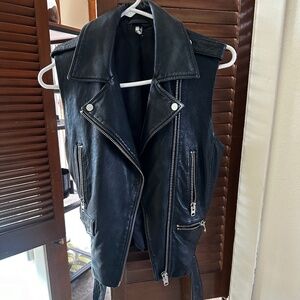 topshop real Learher biker vest